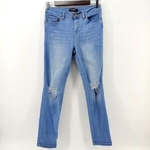 d.jeans Skinny Jeans Womens 8 Light Blue Good Distressed Ripped Stretch Mid Rise